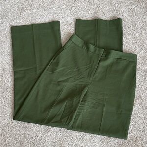 Argent Green Wool Wide Leg Pleated Dress Pant